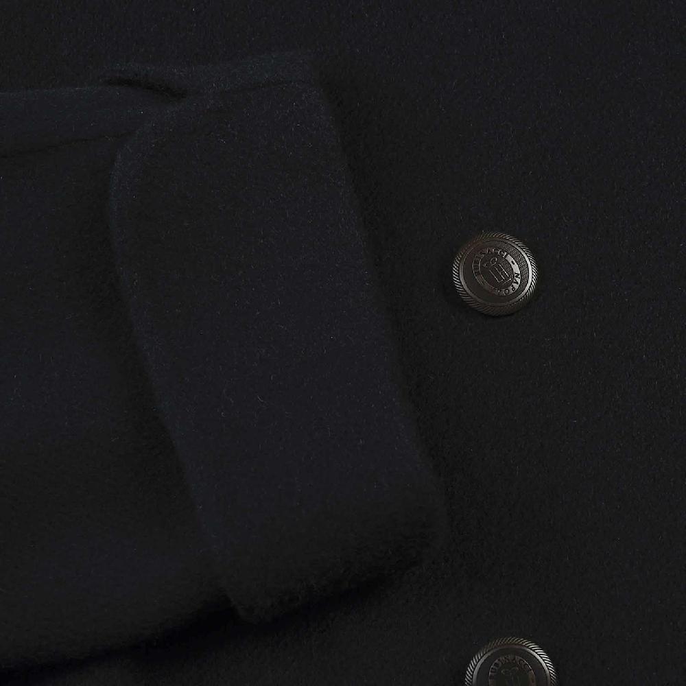 Rubinacci Cappotto doppio petto in cashmere blu Vendita Economica