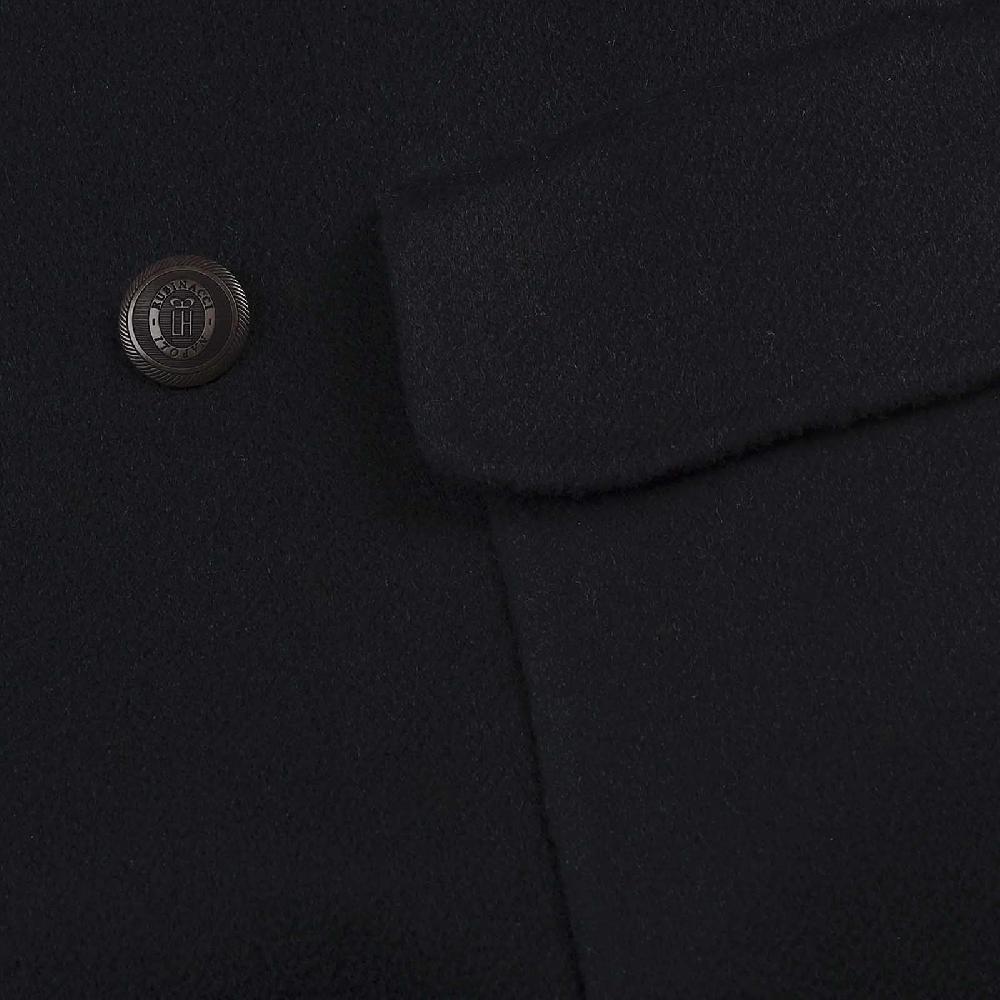 Rubinacci Cappotto doppio petto in cashmere blu Vendita Economica