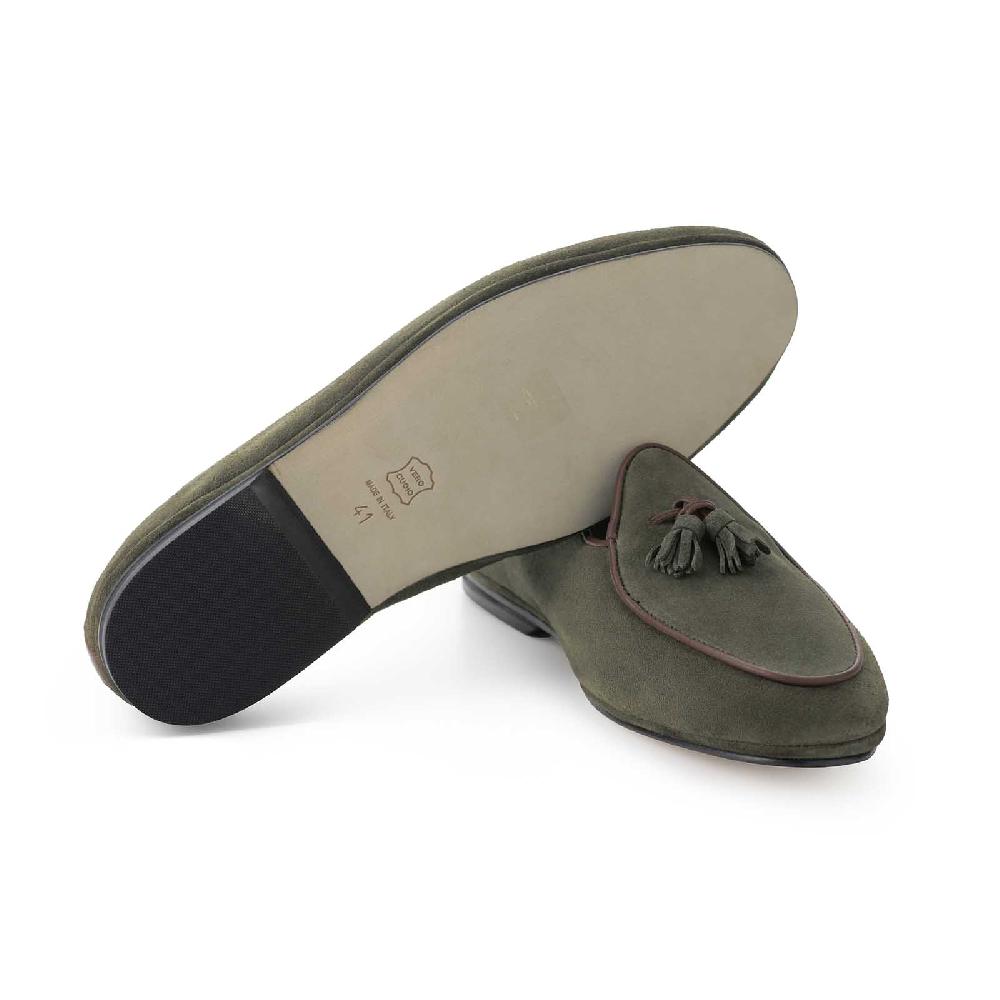 Rubinacci Marphy velour muschio con nappine Negozio
