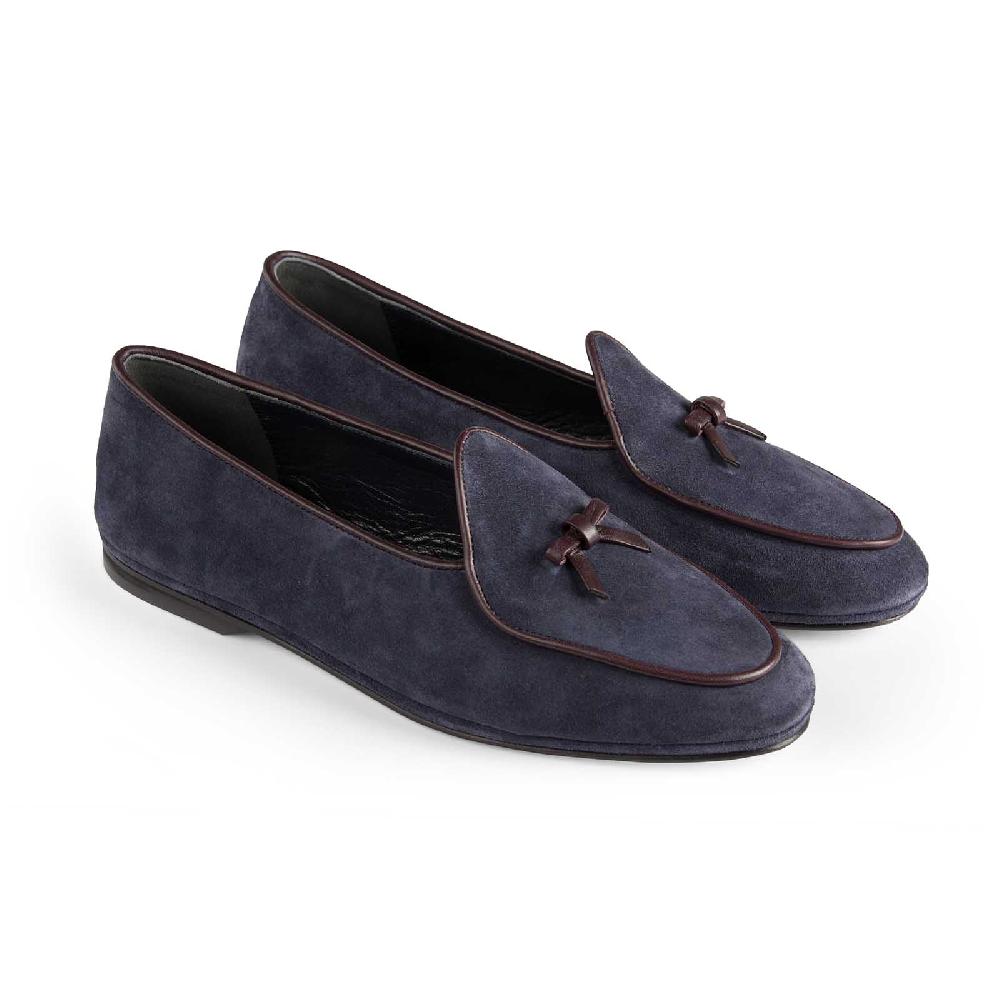 Rubinacci Marphy velour blu piping bordeaux