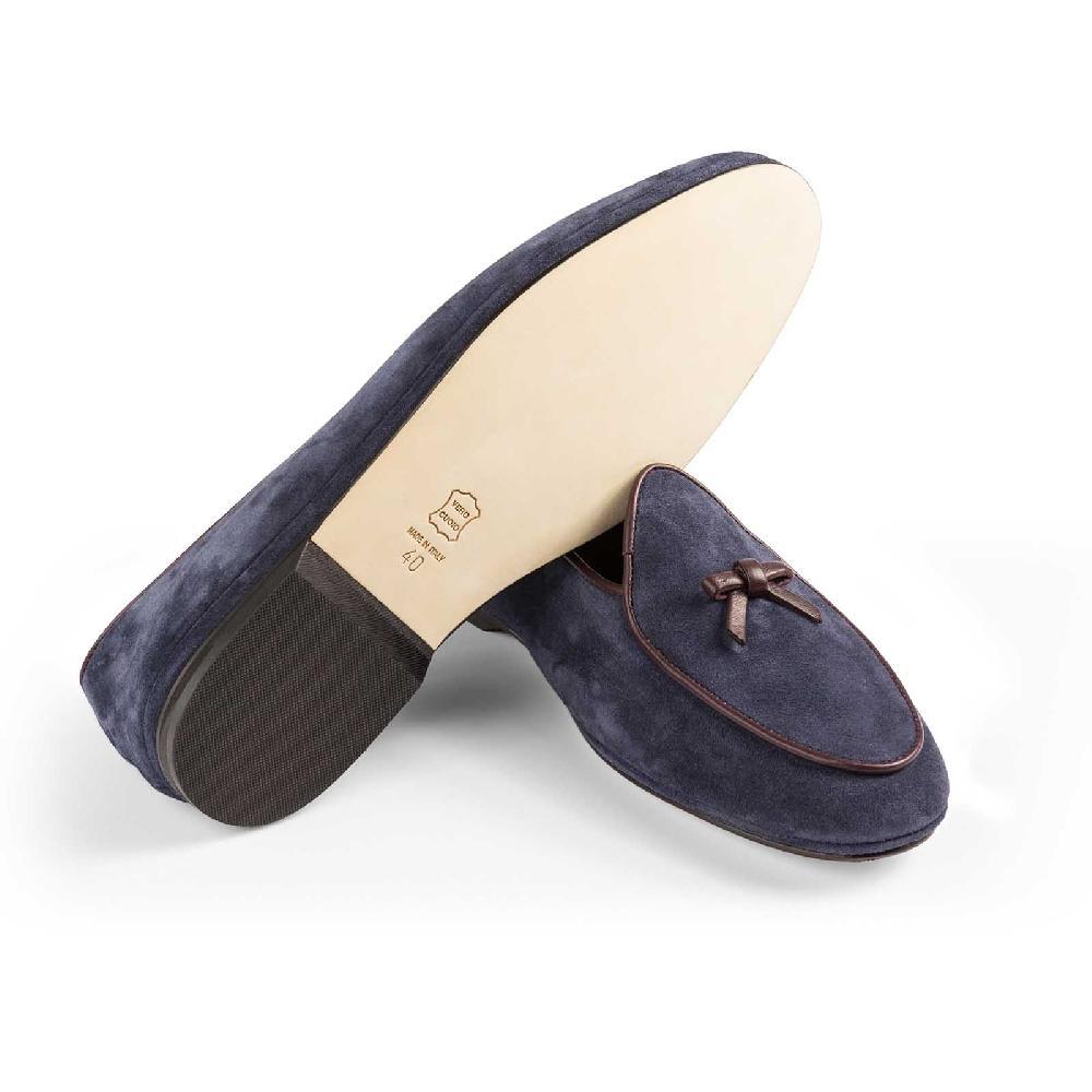 Rubinacci Marphy velour blu piping bordeaux Online Outlet