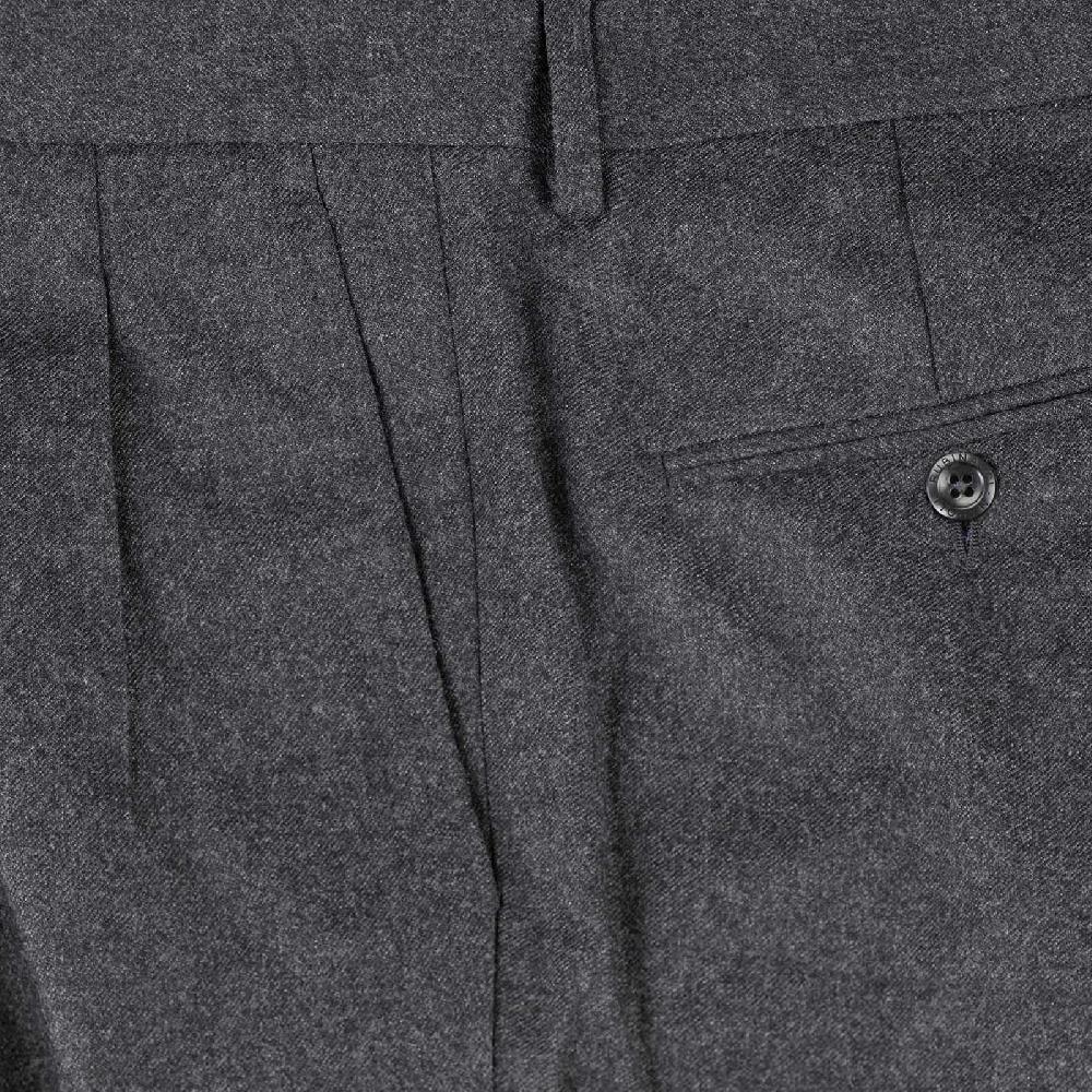 Rubinacci Pantalone 2 pinces in flanella grigio scuro Prezzo basso