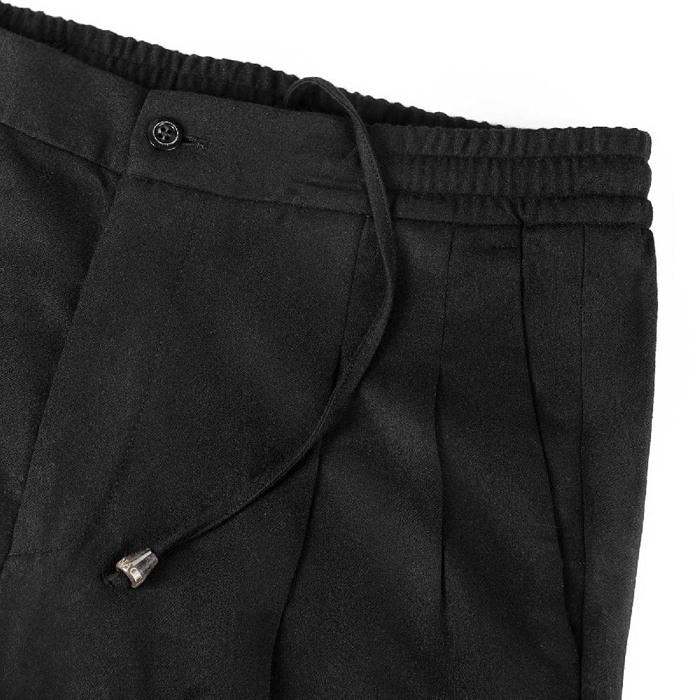 Rubinacci Pantalone leisure in flanella nero Ultimo giorno