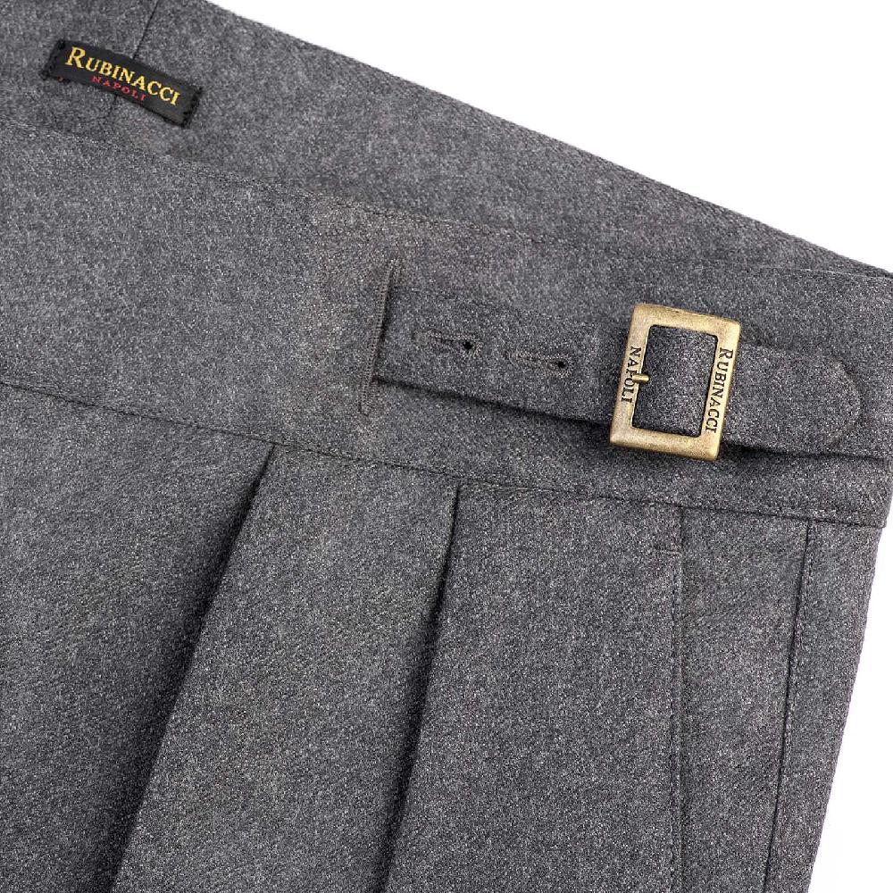 Rubinacci Pantalone manny in flanella grigio scuro limited edition Promozione temporanea