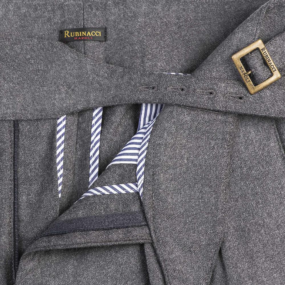 Rubinacci Pantalone manny in flanella grigio scuro limited edition Promozione temporanea