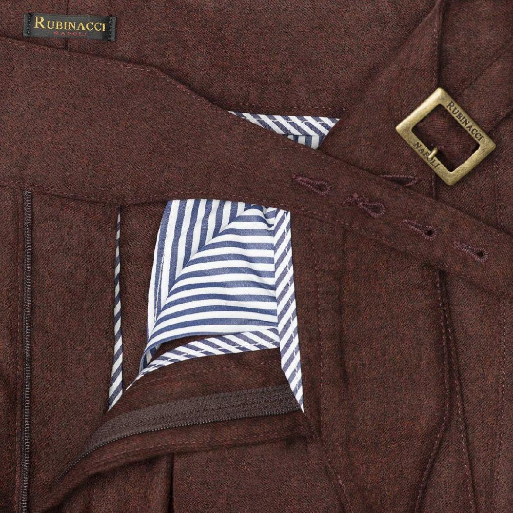 Rubinacci Pantalone manny in flanella bordeaux limited edition Fino al 50% di sconto