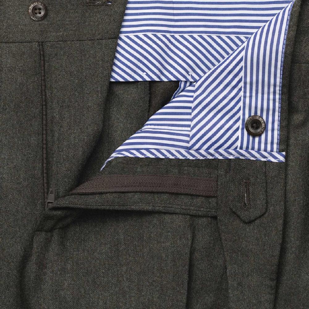 Rubinacci Pantalone genny in flanella verde Only for today