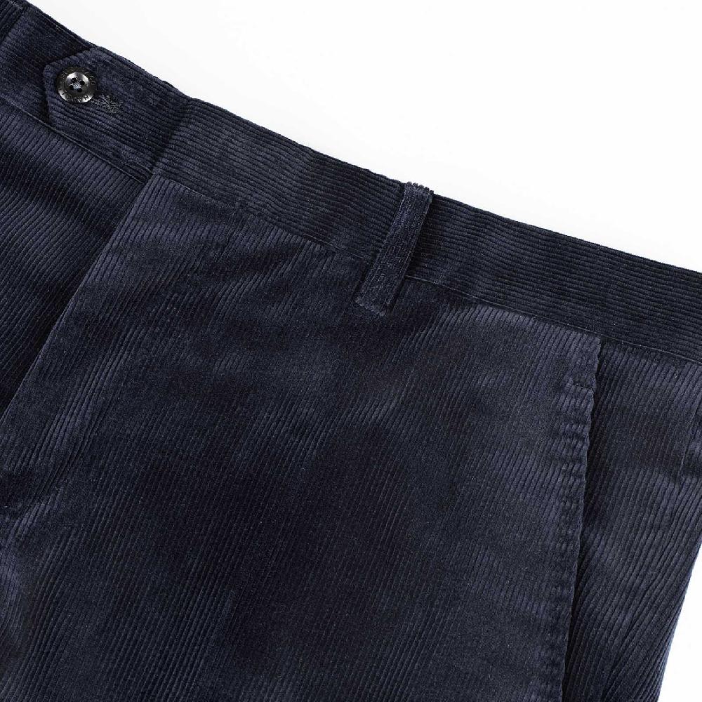Rubinacci Pantalone in velluto a costine blu Sostegno trimestrale