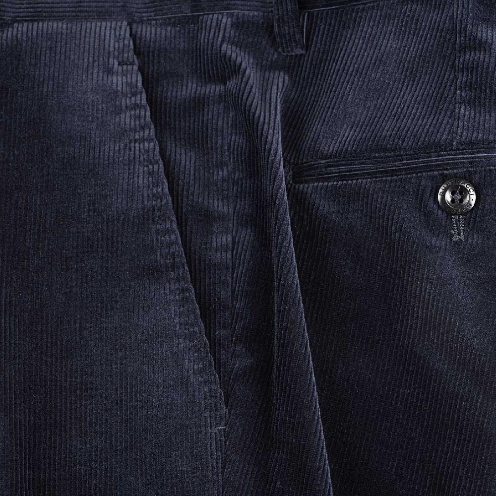 Rubinacci Pantalone in velluto a costine blu Sostegno trimestrale