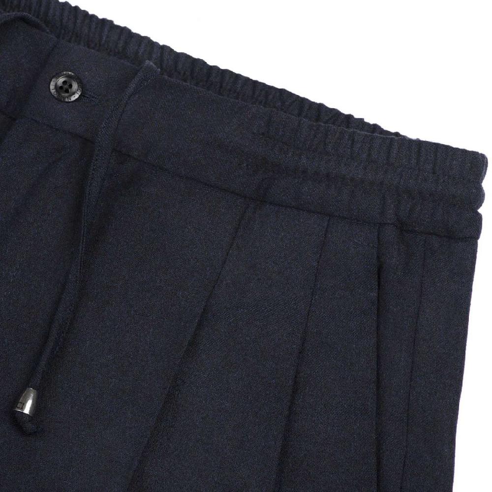 Rubinacci Pantalone leisure in flanella blu In vendita