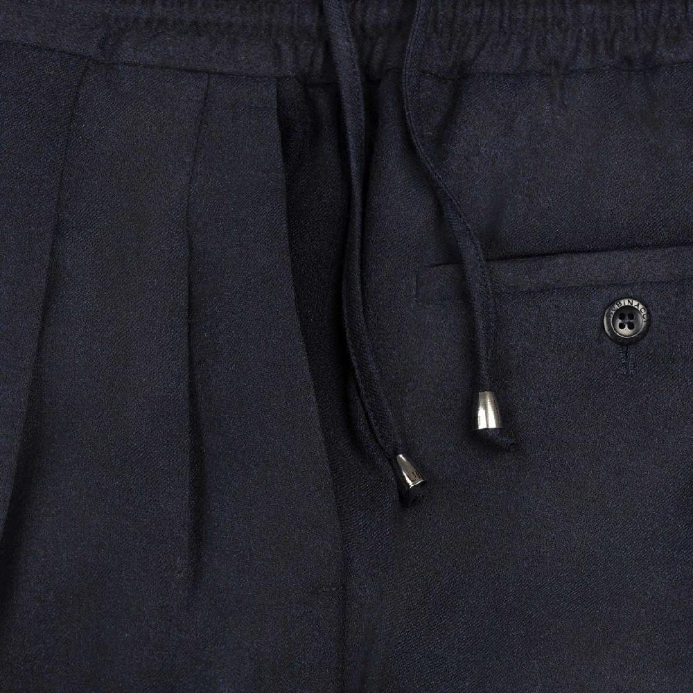 Rubinacci Pantalone leisure in flanella blu In vendita