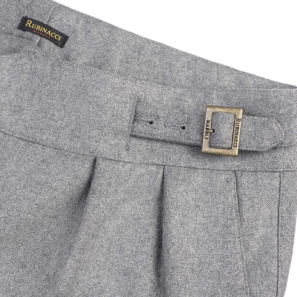 Rubinacci Pantalone manny in flanella grigio chiaro limited edition Italy