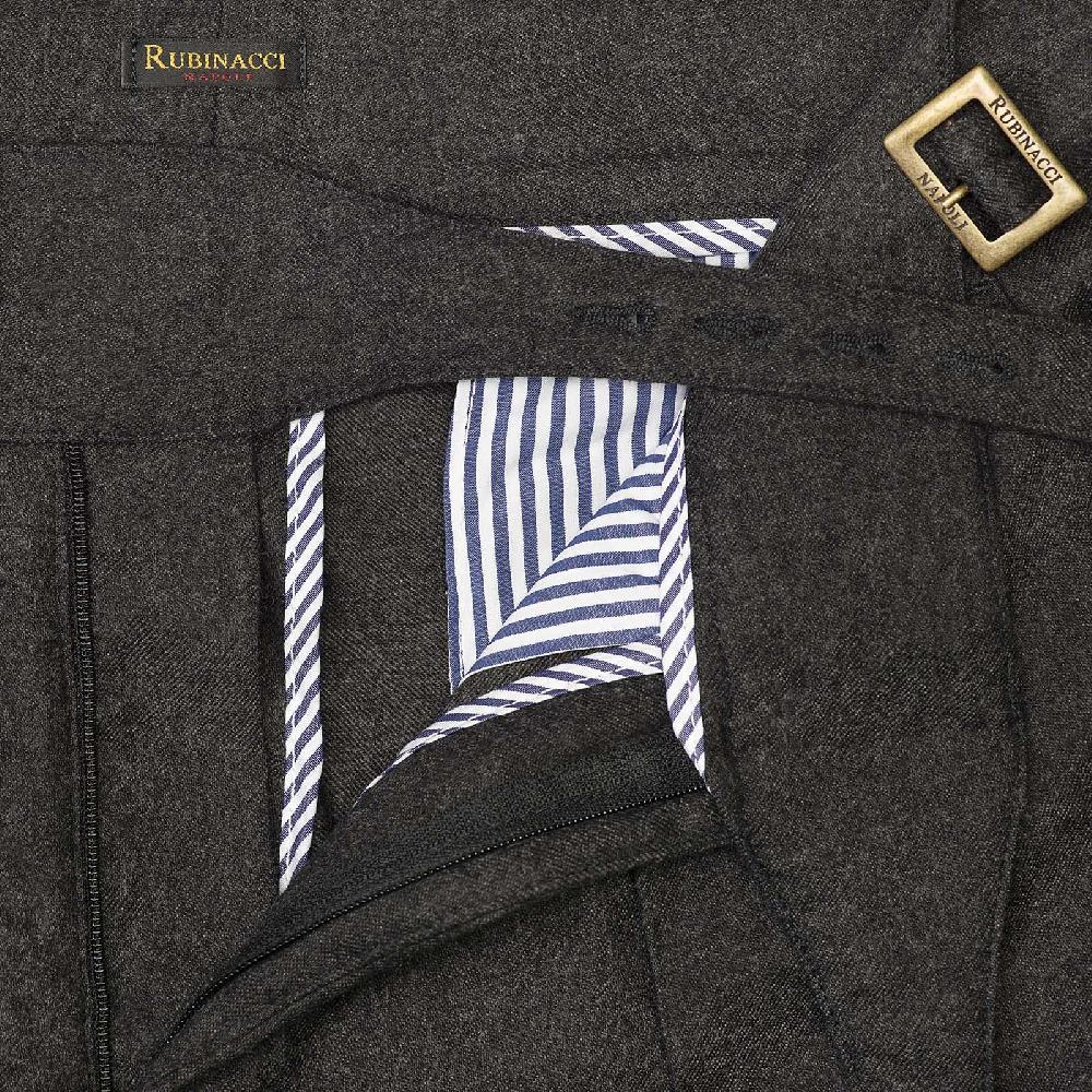 Rubinacci Pantalone manny in flanella grigio scuro Qualità