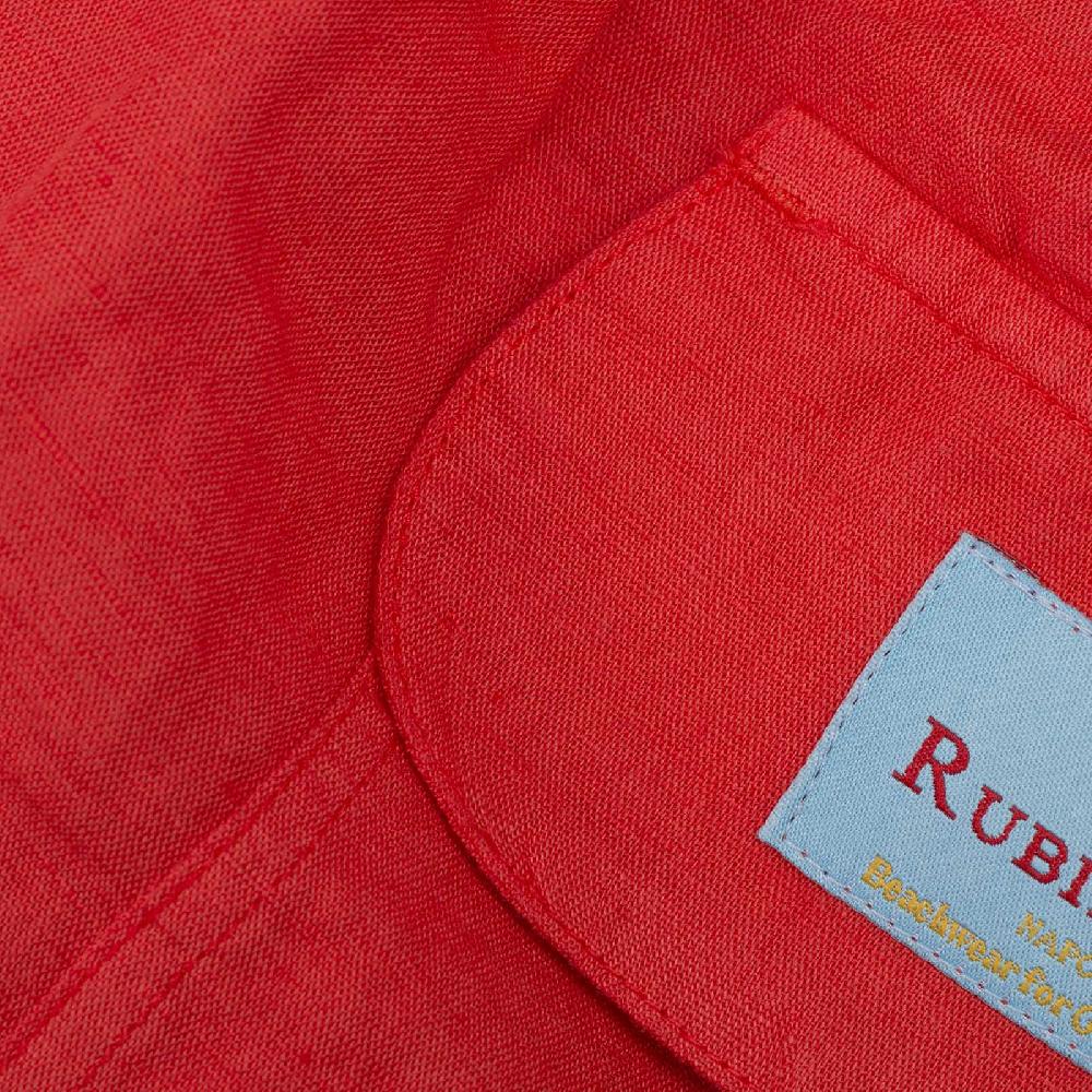 Rubinacci Costume da bagno rosso in lino e cotone Spedizione Gratuita