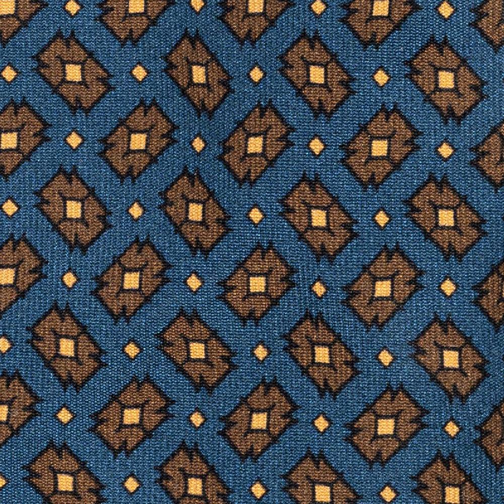 Rubinacci Cravatta in twill di seta ottanio con stampa geometrica Pezzi Unici