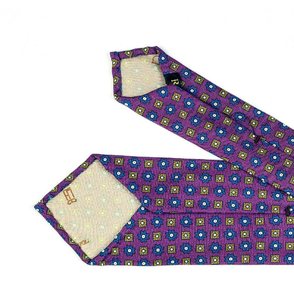 Rubinacci Cravatta in twill di seta ciclamino con stampa floreale Soddisfazione Garantita