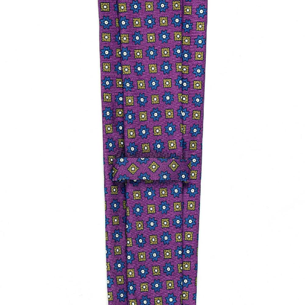 Rubinacci Cravatta in twill di seta ciclamino con stampa floreale Soddisfazione Garantita