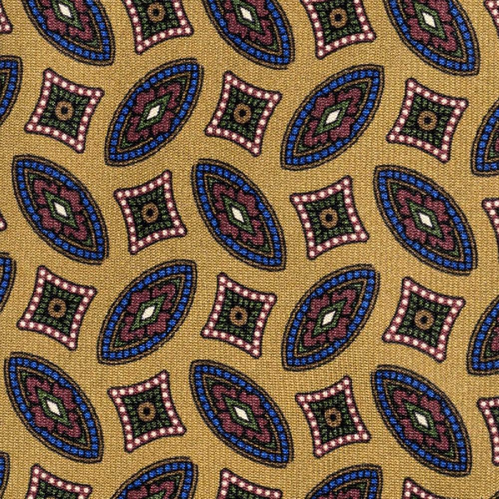 Rubinacci Cravatta in twill di seta senape con stampa geometrica Qualità Garantita