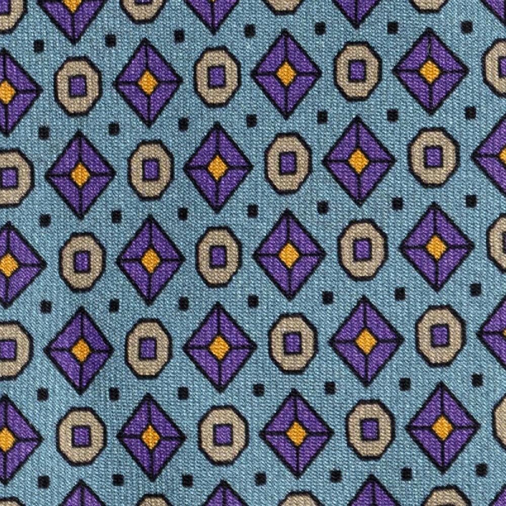 Rubinacci Cravatta in twill di seta turchese con stampa geometrica Negozi Online