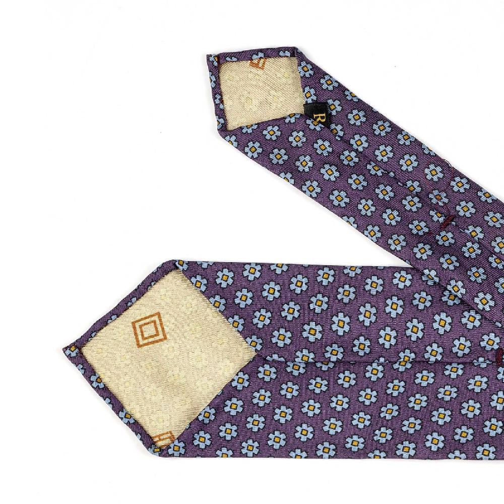 Rubinacci Cravatta in twill di seta con stampa floreale vino Acquista Ora