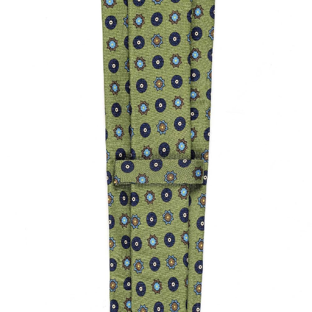Rubinacci Cravatta in twill di seta con stampa geometrica verde Consegna Veloce