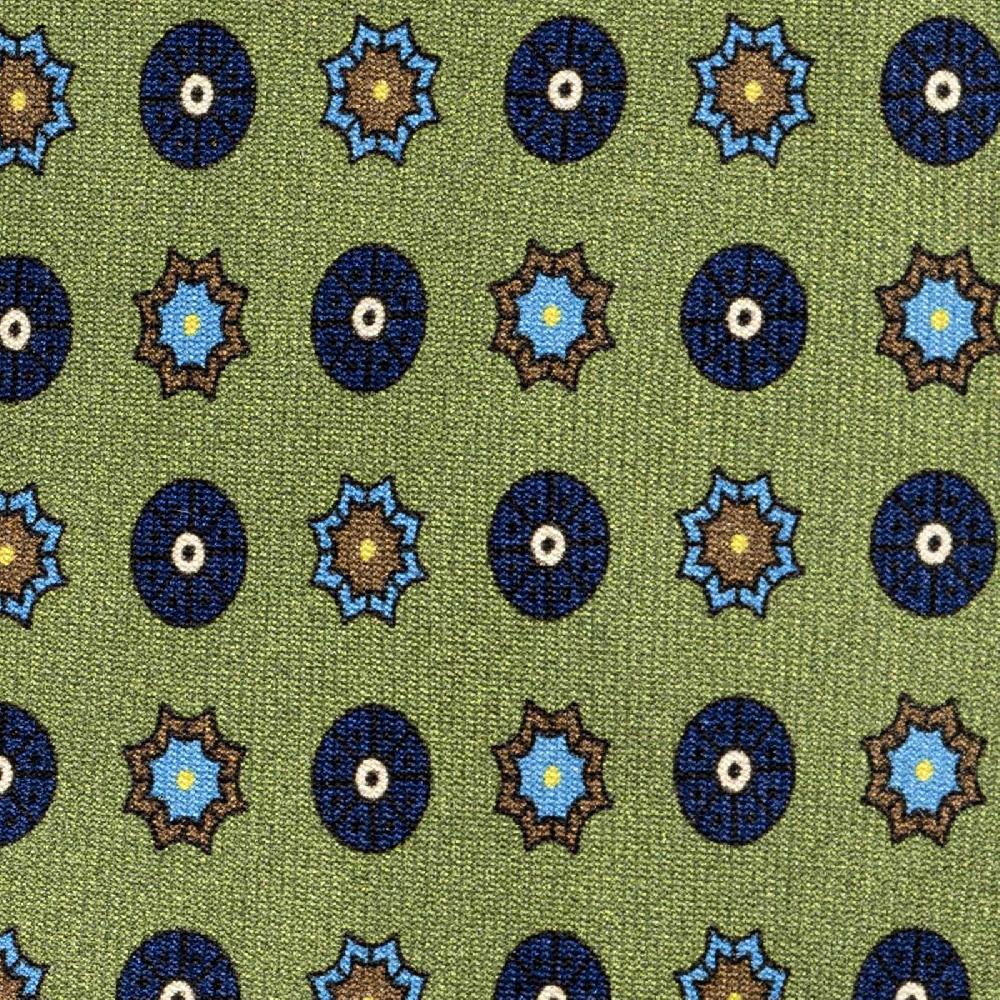 Rubinacci Cravatta in twill di seta con stampa geometrica verde Consegna Veloce