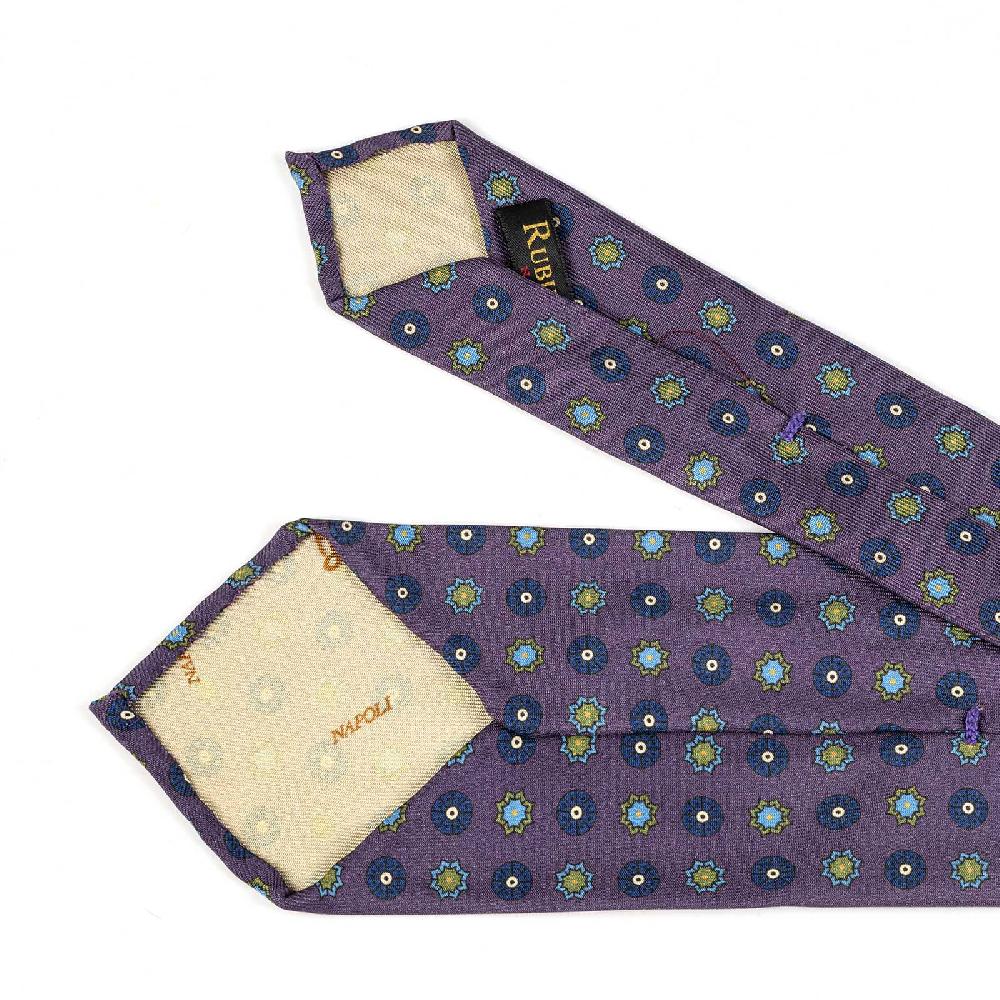 Rubinacci Cravatta in twill di seta con stampa floreale vino Promozione Limitata