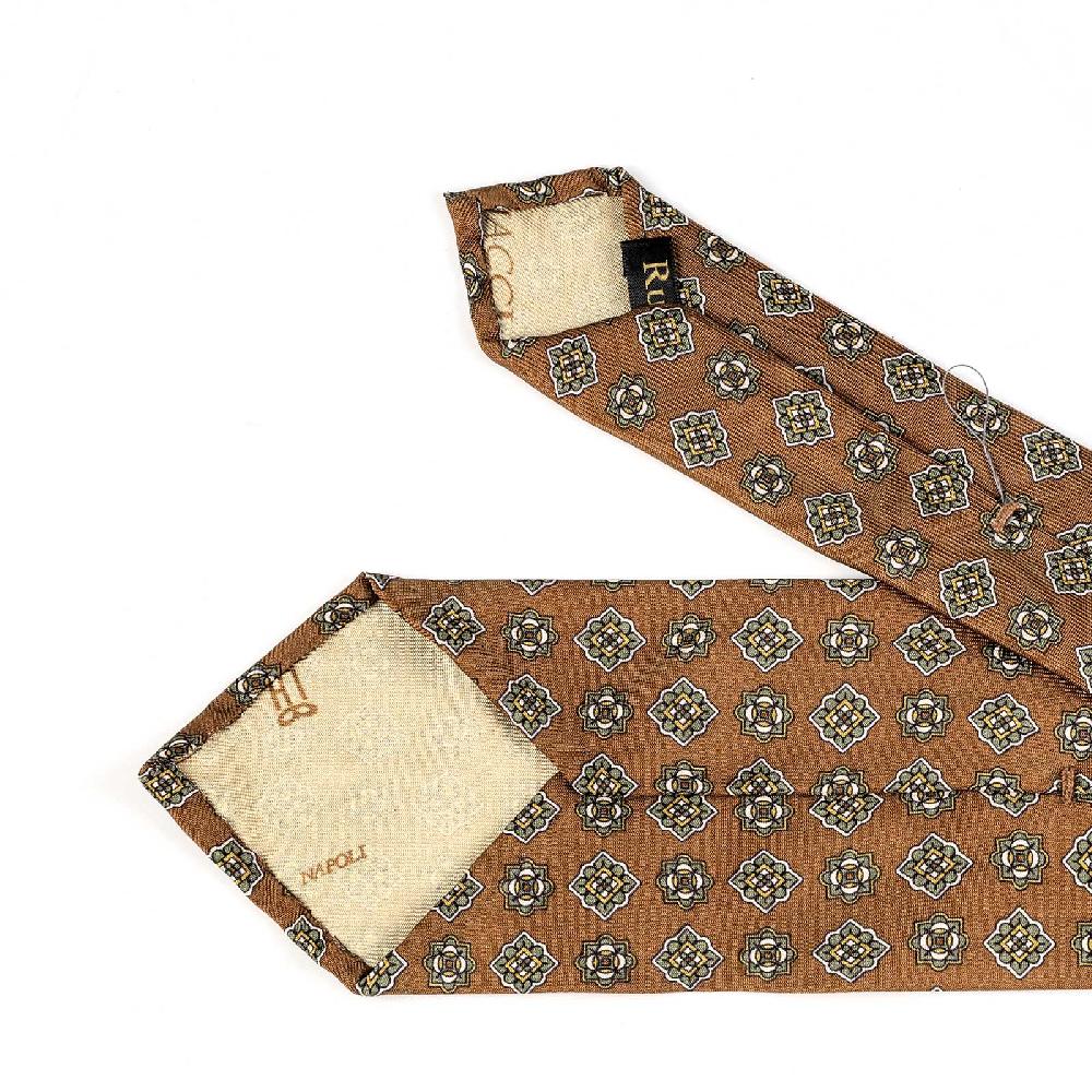 Rubinacci Cravatta in twill di seta con stampa geometrica beige Fino Al -60%