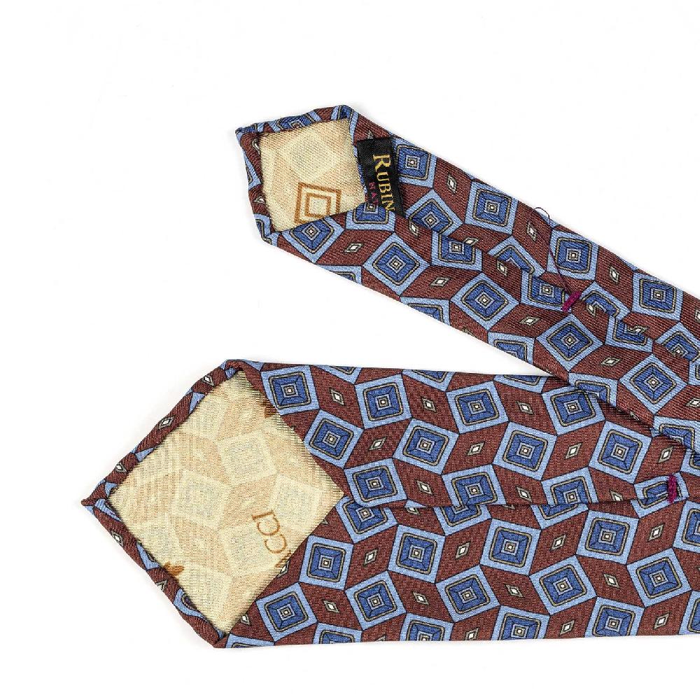 Rubinacci Cravatta in twill di seta con stampa geometrica bordeaux Shopping Online
