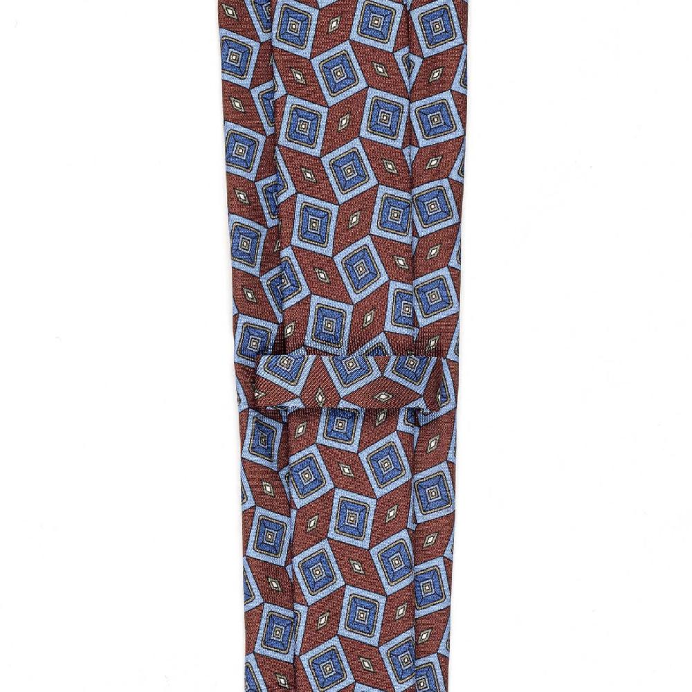Rubinacci Cravatta in twill di seta con stampa geometrica bordeaux Shopping Online