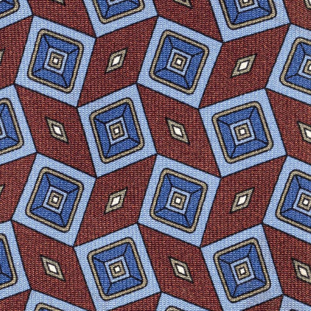 Rubinacci Cravatta in twill di seta con stampa geometrica bordeaux Shopping Online