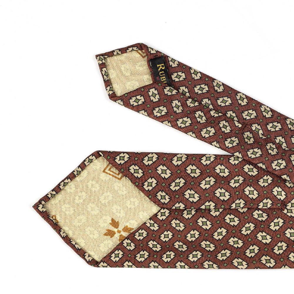 Rubinacci Cravatta in twill di seta con stampa geometrica bordeaux Prezzo Ridotto