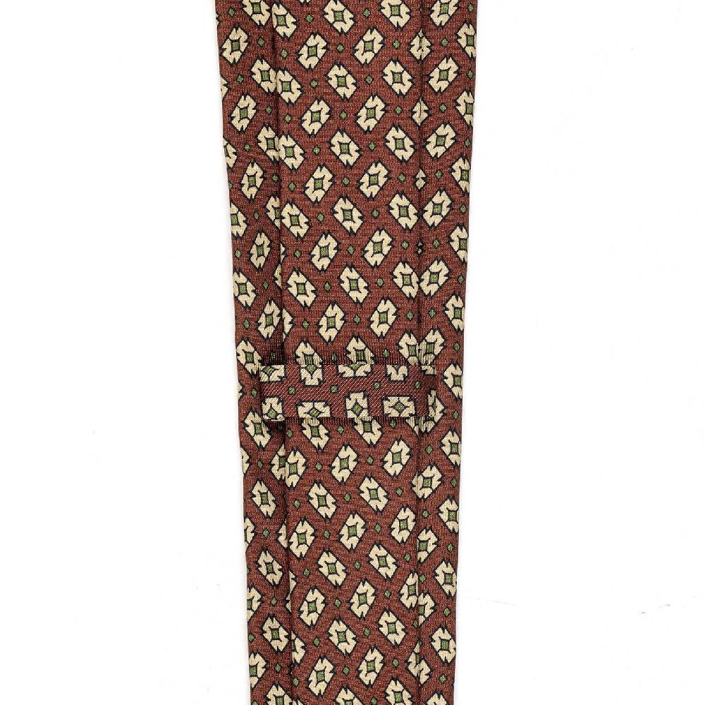 Rubinacci Cravatta in twill di seta con stampa geometrica bordeaux Prezzo Ridotto