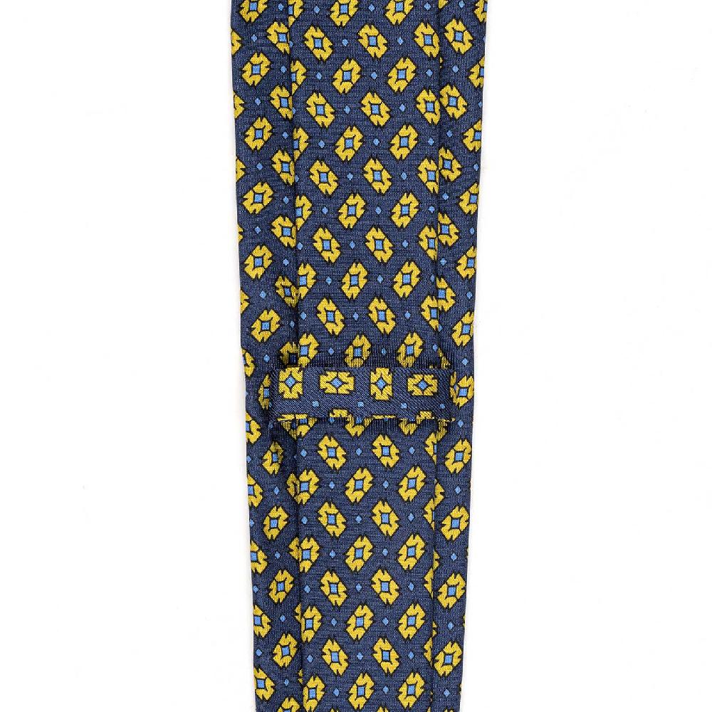 Rubinacci Cravatta in twill di seta con stampa geometrica blu Convenienza