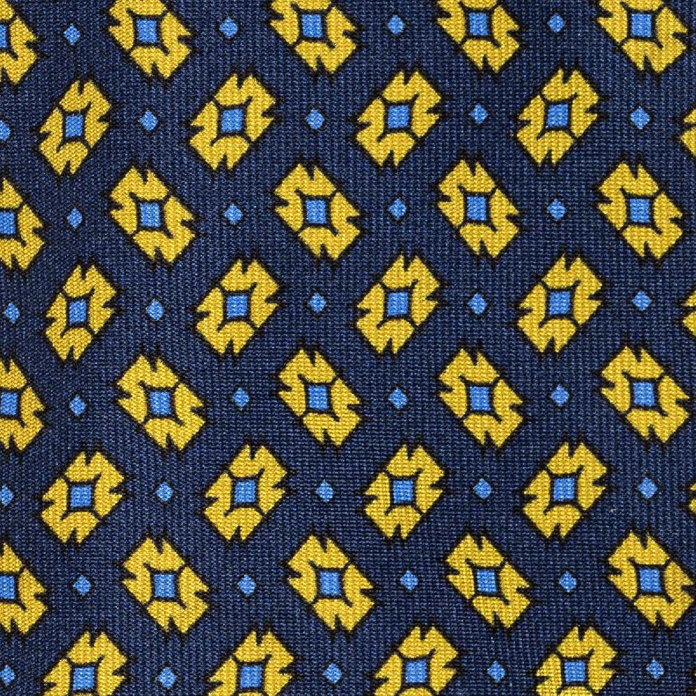 Rubinacci Cravatta in twill di seta con stampa geometrica blu Convenienza