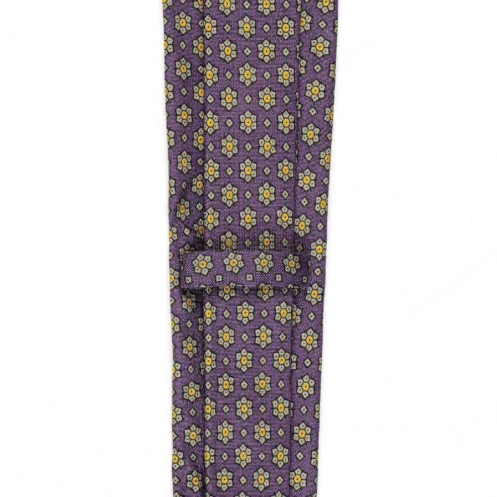 Rubinacci Cravatta in twill di seta con stampa floreale vino Presa