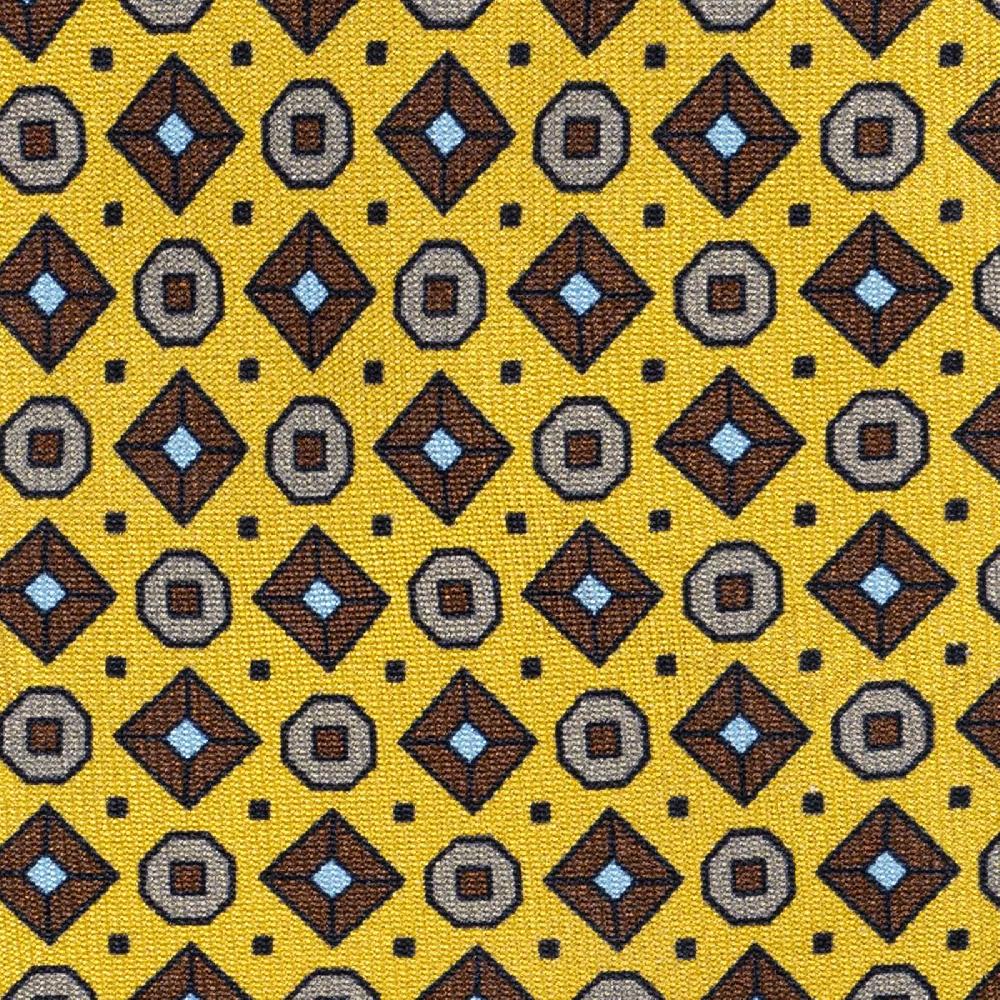 Rubinacci Cravatta in twill di seta gialla con stampa geometrica Saldi