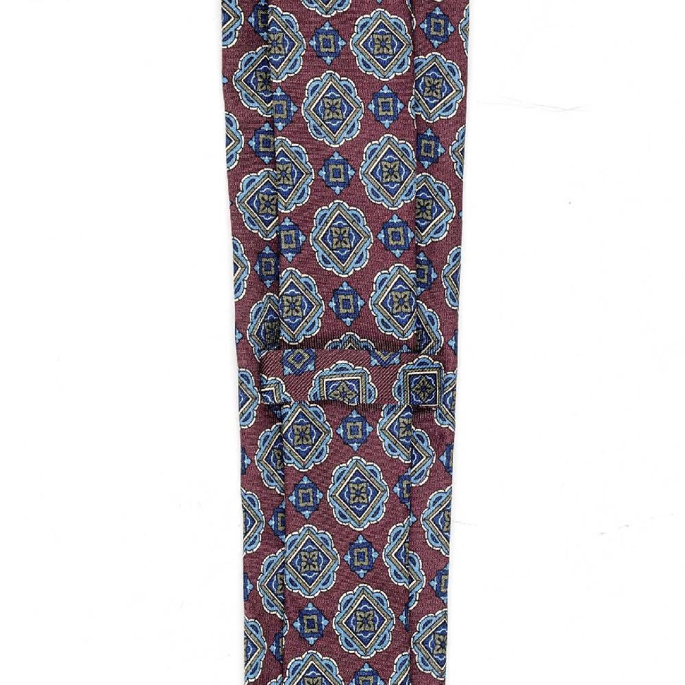 Rubinacci Cravatta in twill di seta con stampa geometrica bordeaux Offerte