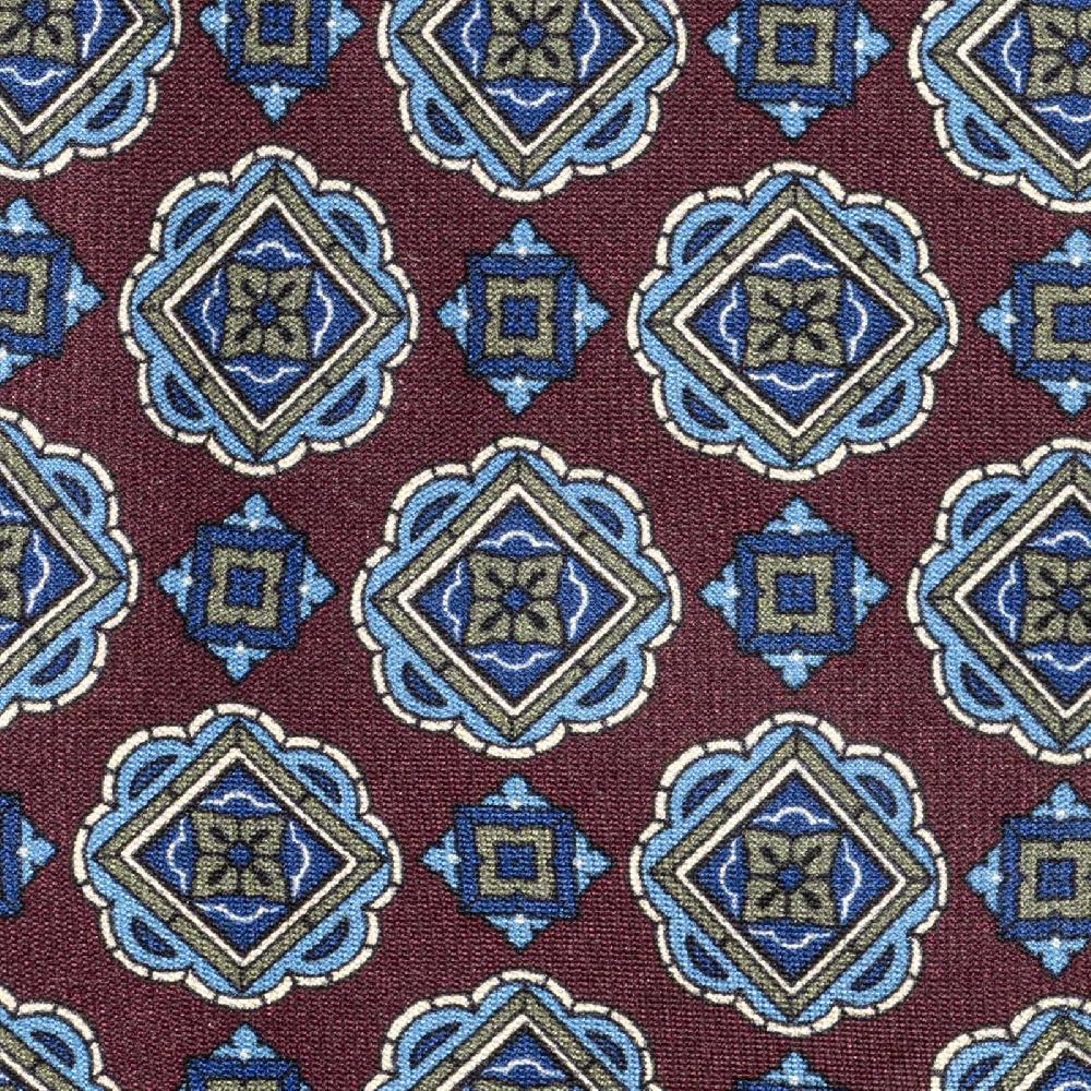 Rubinacci Cravatta in twill di seta con stampa geometrica bordeaux Offerte