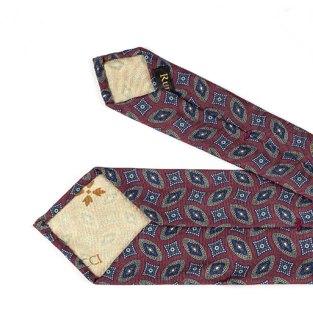 Rubinacci Cravatta in twill di seta con stampa geometrica bordeaux Hotsell