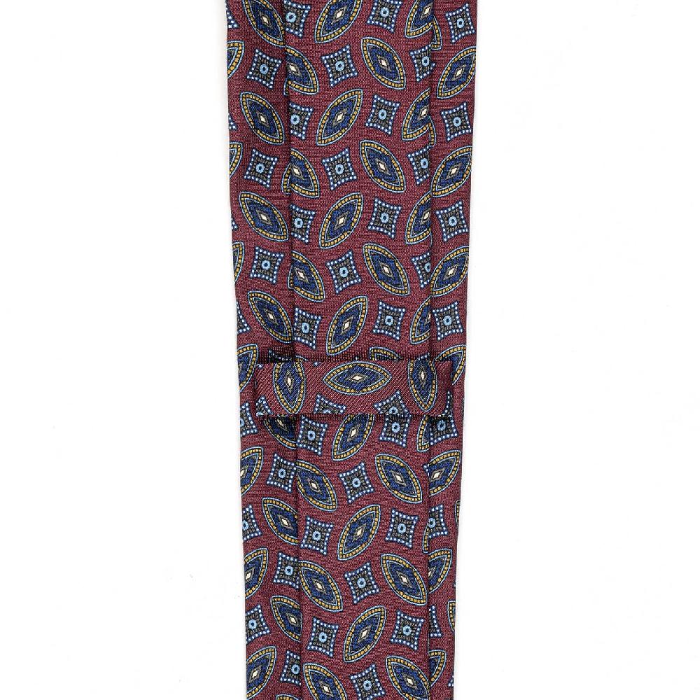 Rubinacci Cravatta in twill di seta con stampa geometrica bordeaux Hotsell