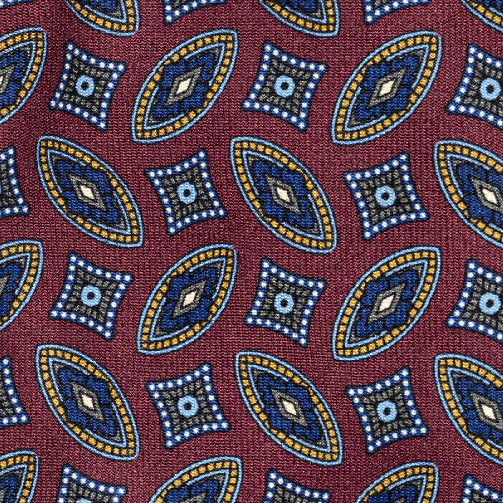 Rubinacci Cravatta in twill di seta con stampa geometrica bordeaux Hotsell