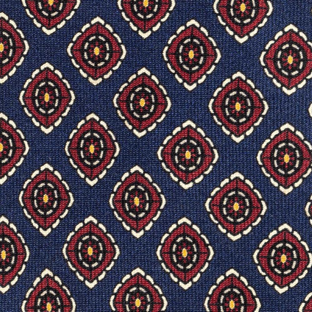 Rubinacci Cravatta in twill di seta navy blu con stampa geometrica Vendita Economica