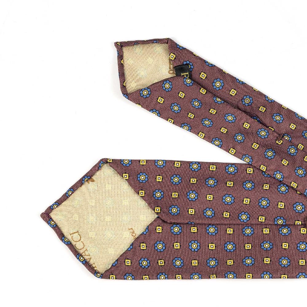 Rubinacci Cravatta in twill di seta con stampa floreale bordeaux Vendite Flash