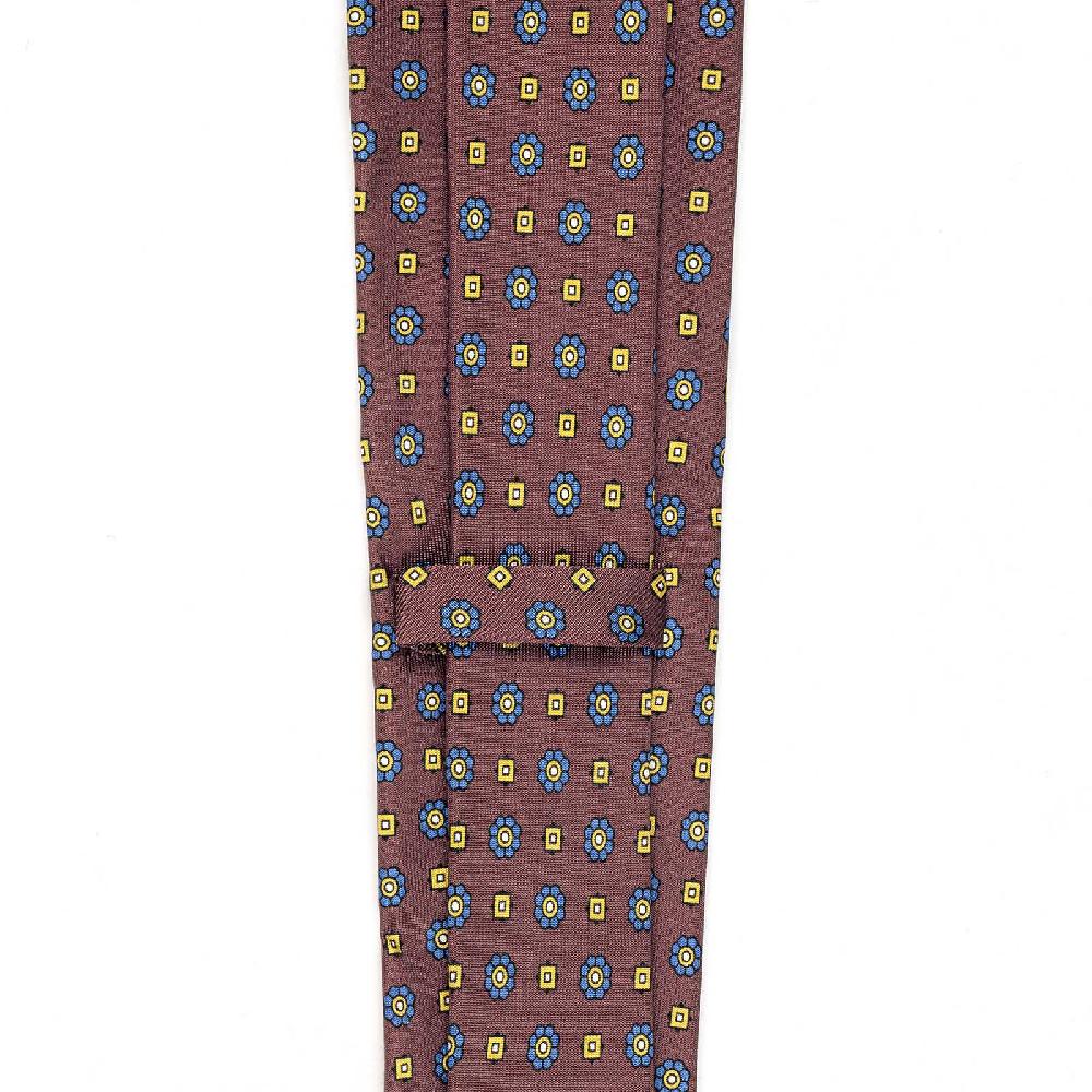 Rubinacci Cravatta in twill di seta con stampa floreale bordeaux Vendite Flash