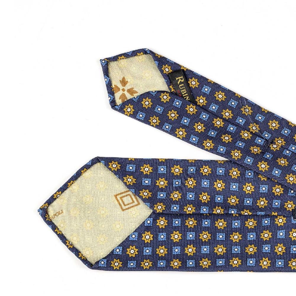 Rubinacci Cravatta in twill di seta con stampa floreale blu Negozio