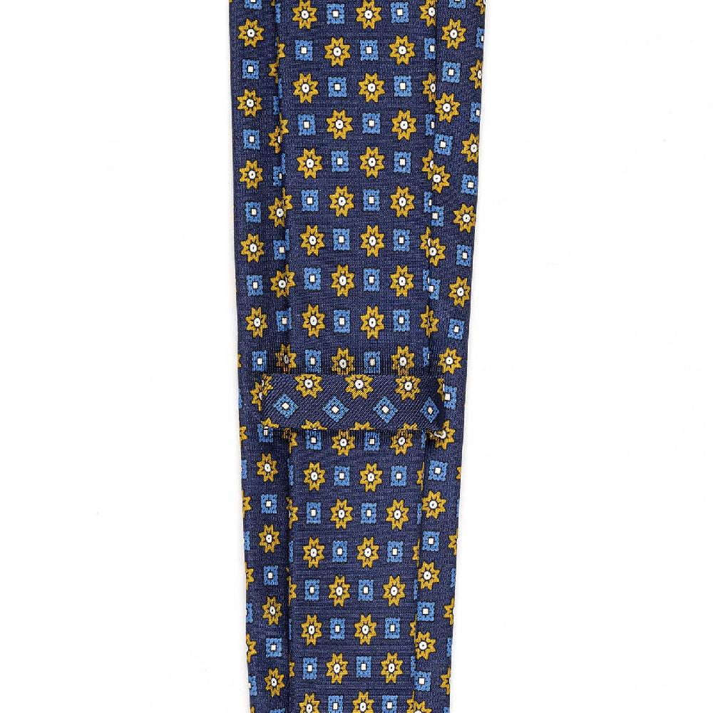 Rubinacci Cravatta in twill di seta con stampa floreale blu Negozio