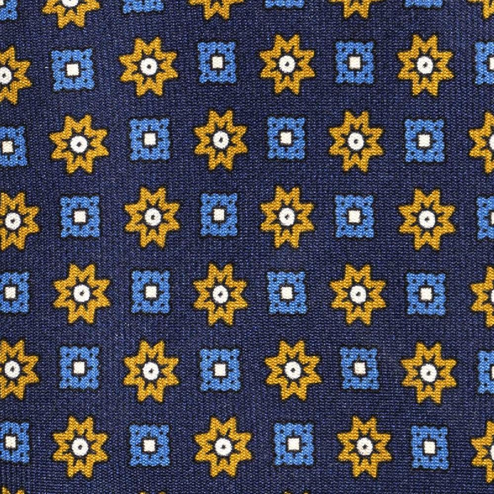 Rubinacci Cravatta in twill di seta con stampa floreale blu Negozio