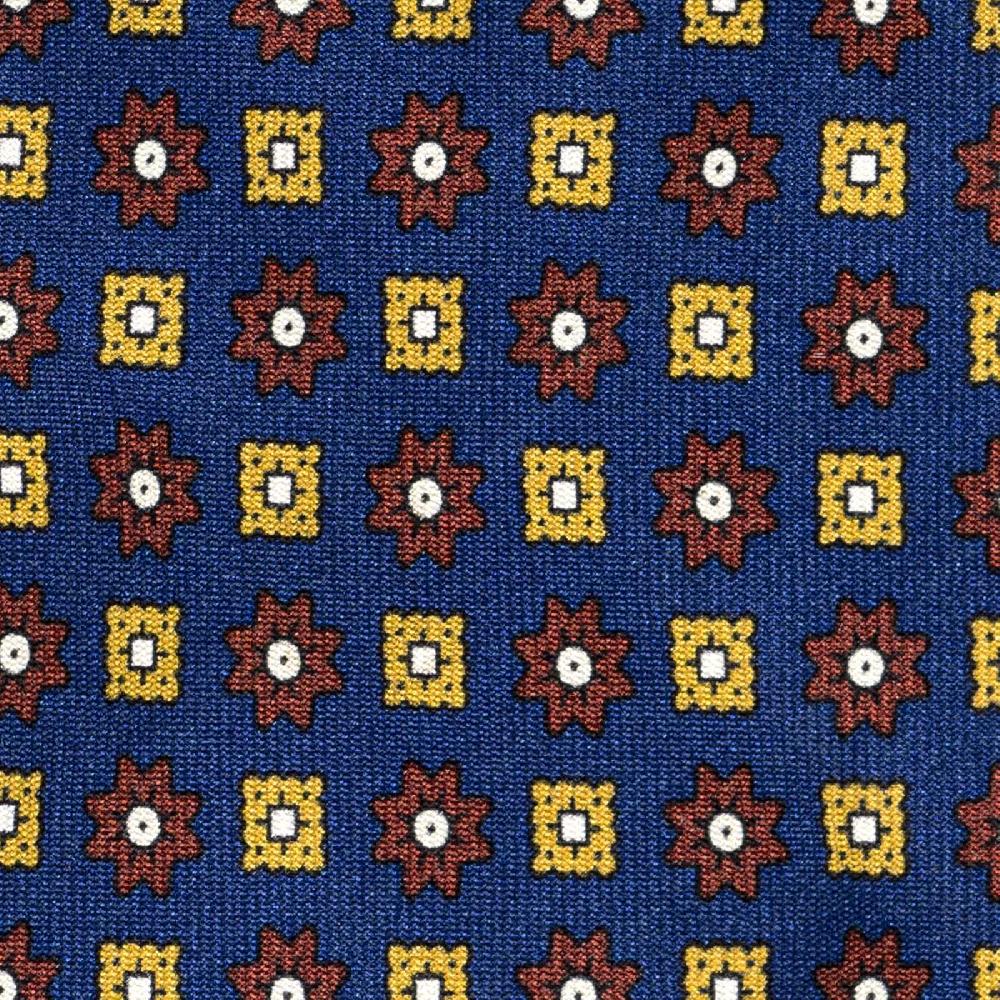 Rubinacci Cravatta in twill di seta con stampa floreale bluette Nuova