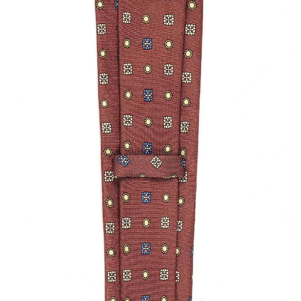 Rubinacci Cravatta in twill di seta mattone con stampa floreale Prezzo di fabbrica